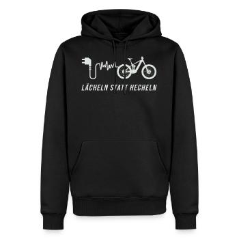 Vélo sourire au lieu de hecheln E-Bike Sort vélo - Sweat à capuche Premium bio Homme - noir - Devant - Nico (187cm)
