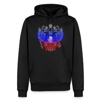 Armoiries russes - Sweat à capuche Premium bio Homme - noir - Devant - Nico (187cm)