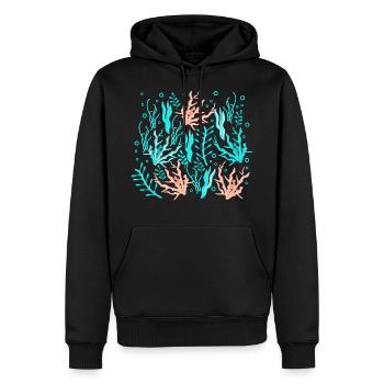 under water plant patterns - Men’s Premium Organic Hoodie - black - Front - Nico (187cm)