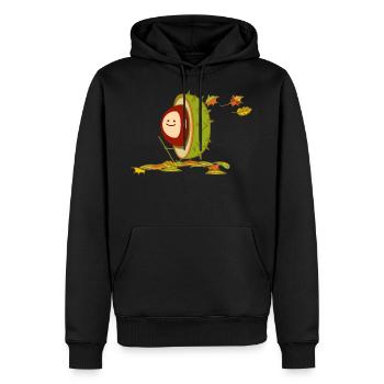 Lustige Kastanie wandert im Herbst - Männer Premium Bio Hoodie - Schwarz - Vorne - Nico (187cm)