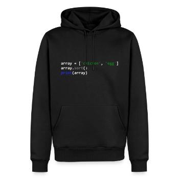 Das Huhn oder das Ei Programmierer-Code - Männer Premium Bio Hoodie - Schwarz - Vorne - Nico (187cm)