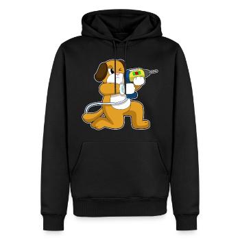 Hund Handwerker Bohrmaschine Handwerk - Männer Premium Bio Hoodie - Schwarz - Vorne - Nico (187cm)