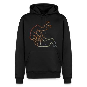 Judo Kämpfer Zeichnung - Männer Premium Bio Hoodie - Schwarz - Vorne - Nico (187cm)