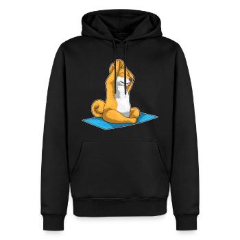 Méditation de fitness Shiba Inu Yoga - Sweat à capuche Premium bio Homme - noir - Devant - Nico (187cm)