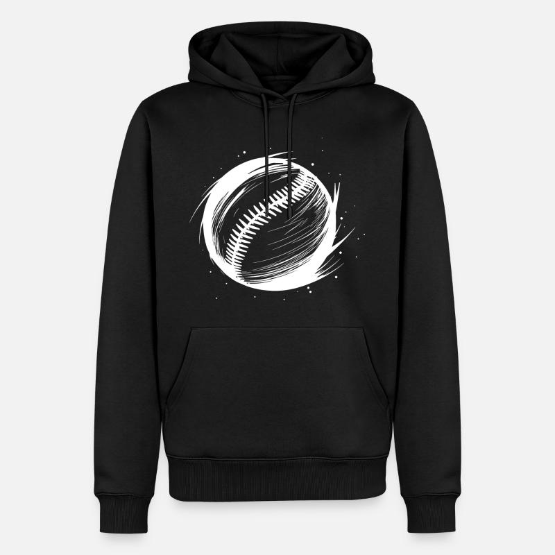 Dessin de balle de baseball - Sweat à capuche Premium bio Homme - noir