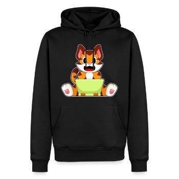 Tiger Laptop - Men’s Premium Organic Hoodie - black - Front - Nico (187cm)