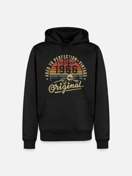 1966 Geboren in oktober 1966 Geboren in oktober 1966 - Mannen Premium Bio hoodie - zwart