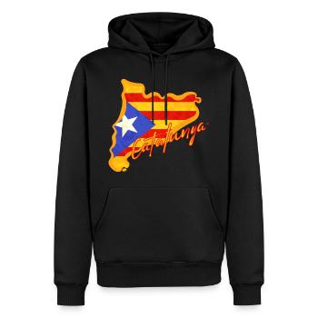 J'aime la Catalogne, carte de la Catalogne - Sweat à capuche Premium bio Homme - noir - Devant - Nico (187cm)