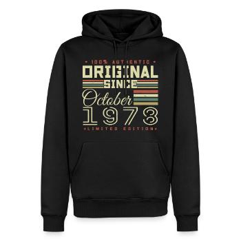 légendaire Depuis Octobre 1978 | octobre 1978 - Sweat à capuche Premium bio Homme - noir - Devant - Nico (187cm)