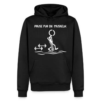 Bonhomme bâton PAUSE POUR LES MUSCLES Drôle - Sweat à capuche Premium bio Homme - noir - Devant - Nico (187cm)