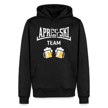 Après-Ski Team (Bier Apres Ski Konkav / NEG 2C) - Männer Premium Bio Hoodie - Schwarz - Vorne - Nico (187cm)