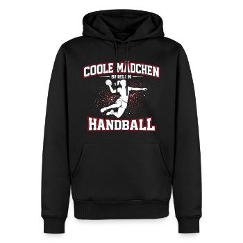 La fille de handball dit cadeau - Sweat à capuche Premium bio Homme - noir - Devant - Nico (187cm)
