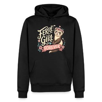 FERRET GIRL FOREVER - Männer Premium Bio Hoodie - Schwarz - Vorne - Nico (187cm)