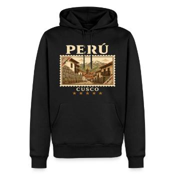 Peru Cusco Vintage Reisemarke - Männer Premium Bio Hoodie - Schwarz - Vorne - Nico (187cm)