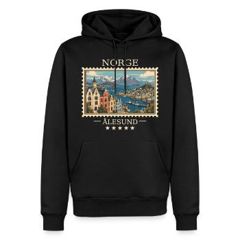 Norwegen Ålesund Vintage Reisemarke - Männer Premium Bio Hoodie - Schwarz - Vorne - Nico (187cm)