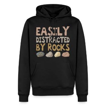 Easily Distracted By Rocks Geology Paleontologist - Sweat à capuche Premium bio Homme - noir - Devant - Nico (187cm)