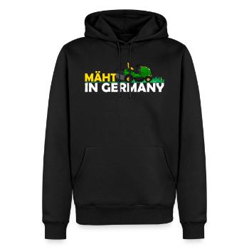 Mäht in Germany Sitz Rasenmäher Hobbygärtner - Männer Premium Bio Hoodie - Schwarz - Vorne - Nico (187cm)