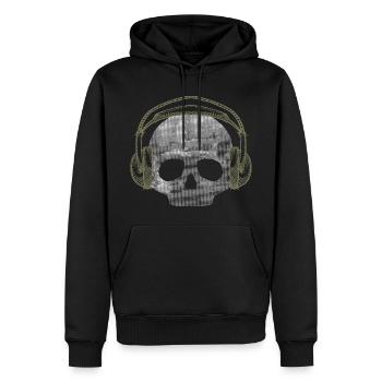 DJ Skull Headphones Retro Vintage Rock Music - Men’s Premium Organic Hoodie - black - Front - Nico (187cm)