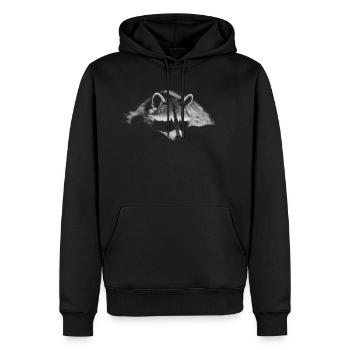 raton laveur - Sweat à capuche Premium bio Homme - noir - Devant - Nico (187cm)