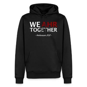 We AHR together | Ahrtal Hochwasser SolidAHRität - Männer Premium Bio Hoodie - Schwarz - Vorne - Nico (187cm)