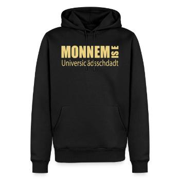 Monnem is e Universidädsschdadt - Männer Premium Bio Hoodie - Schwarz - Vorne - Nico (187cm)