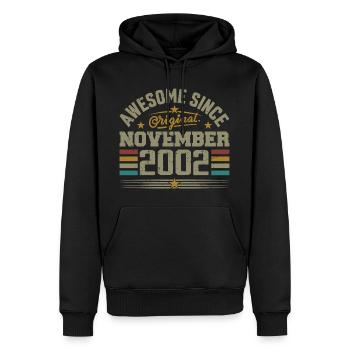 November 2002 Geburtstagsgeschenk | November 2002 - Männer Premium Bio Hoodie - Schwarz - Vorne - Nico (187cm)