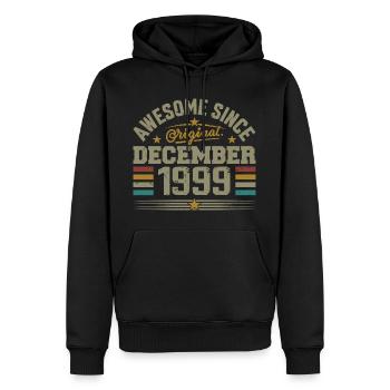 Décembre 1999 - Cadeau Anniversaire December 1999 - Sweat à capuche Premium bio Homme - noir - Devant - Nico (187cm)