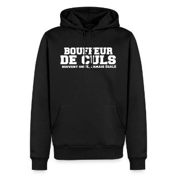 Bouffeur de culs sexe beauf cadeau drôle cul baise - Sweat à capuche Premium bio Homme - noir - Devant - Nico (187cm)