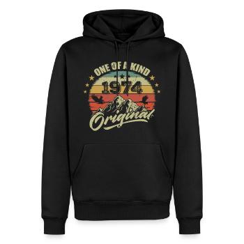 1974 Anniversaire vintage 1974 rétro né en 1974 - Sweat à capuche Premium bio Homme - noir - Devant - Nico (187cm)