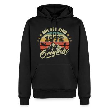 1972 Anniversaire vintage 1972 rétro né en 1972 - Sweat à capuche Premium bio Homme - noir - Devant - Nico (187cm)