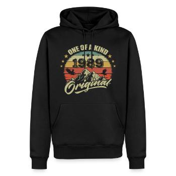 1989 Anniversaire vintage 1989 rétro né en 1989 - Sweat à capuche Premium bio Homme - noir - Devant - Nico (187cm)