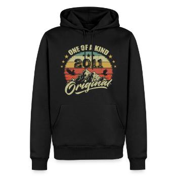 2011 Geburtstag Jahrgang 2011 Retro geboren im Jahr 2011 - Männer Premium Bio Hoodie - Schwarz - Vorne - Nico (187cm)