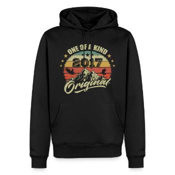 2017 Anniversaire vintage 2017 rétro né en 2017 - Sweat à capuche Premium bio Homme - noir - Devant - Nico (187cm)