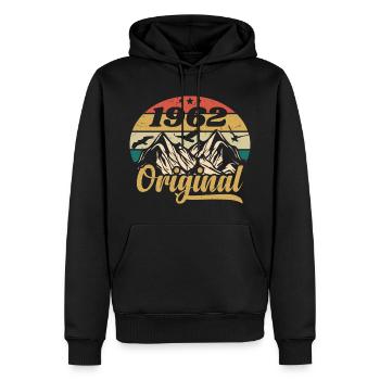 Original 1962 Vintage Anniversaire Cadeau 1962 - Sweat à capuche Premium bio Homme - noir - Devant - Nico (187cm)