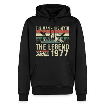 Retro 1977 Vintage - Cadeau D’anniversaire 1977 - Sweat à capuche Premium bio Homme - noir - Devant - Nico (187cm)