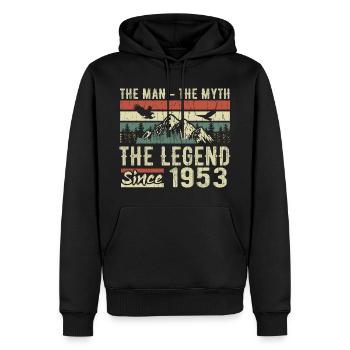 Retro 1953 Vintage - 1953 Geburtstagsgeschenk - Männer Premium Bio Hoodie - Schwarz - Vorne - Nico (187cm)