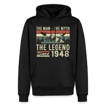 Retro 1948 Vintage - Cadeau D’anniversaire 1948 - Sweat à capuche Premium bio Homme - noir - Devant - Nico (187cm)