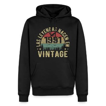 Naissance des légendes 1991 Cadeau d’anniversaire 1991 - Sweat à capuche Premium bio Homme - noir - Devant - Nico (187cm)