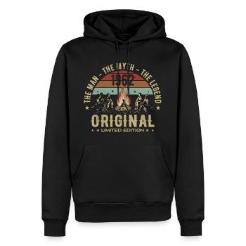Legendär seit 1962 | 63. Geburtstag der Männer - Männer Premium Bio Hoodie - Schwarz - Vorne - Nico (187cm)