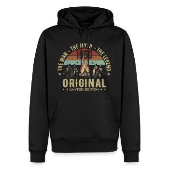 Legendary since 1950 | 75th Anniversary Men - Men’s Premium Organic Hoodie - black - Front - Nico (187cm)