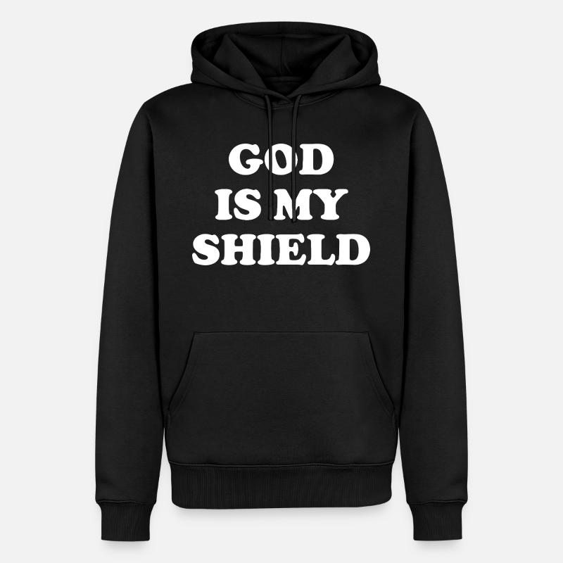 God Is My Shield - Männer Premium Bio Hoodie - Schwarz