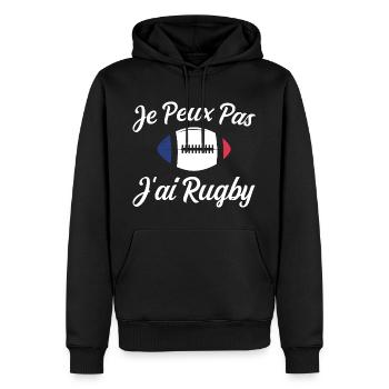 Je Peux Pas J'ai Rugby Humour Cadeau - Sweat à capuche Premium bio Homme - noir - Devant - Nico (187cm)