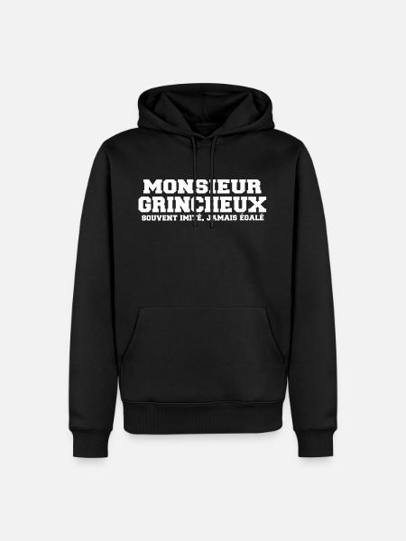Monsieur grincheux cadeau drôle humour grogner - Sweat à capuche Premium bio Homme - noir