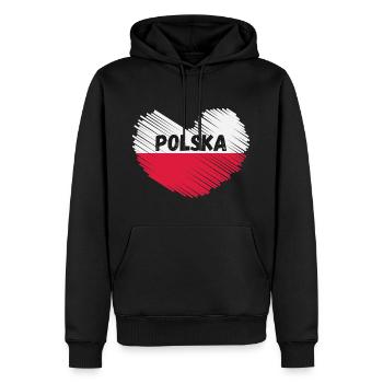 Polen Flagge in Herzform - Männer Premium Bio Hoodie - Schwarz - Vorne - Nico (187cm)