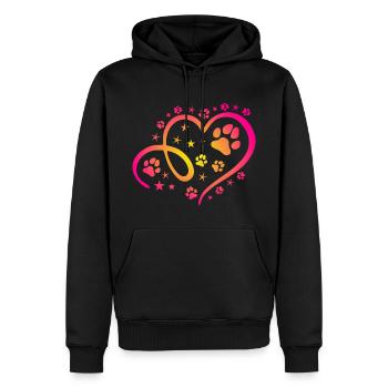 Herz mit Pfötchen und Sternen - Männer Premium Bio Hoodie - Schwarz - Vorne - Nico (187cm)