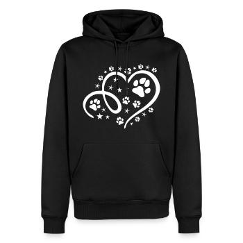 Herz mit Pfötchen und Sternen - Männer Premium Bio Hoodie - Schwarz - Vorne - Nico (187cm)