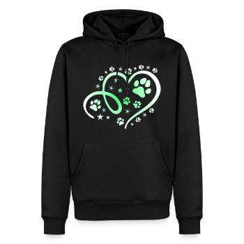 Herz mit Pfötchen und Sternen - Männer Premium Bio Hoodie - Schwarz - Vorne - Nico (187cm)