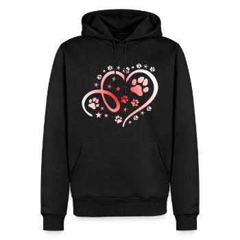 Herz mit Pfötchen und Sternen - Männer Premium Bio Hoodie - Schwarz - Vorne - Nico (187cm)