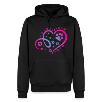 Herz mit Pfötchen und Sternen - Männer Premium Bio Hoodie - Schwarz - Vorne - Nico (187cm)