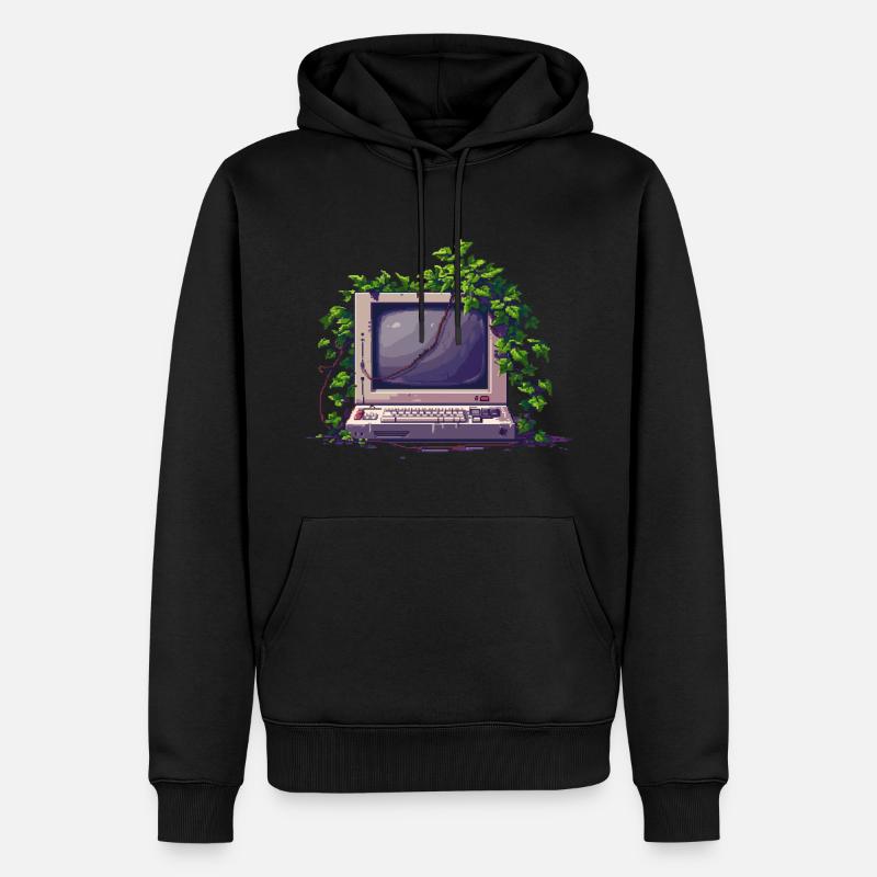 Old Pixel Computer - Männer Premium Bio Hoodie - Schwarz